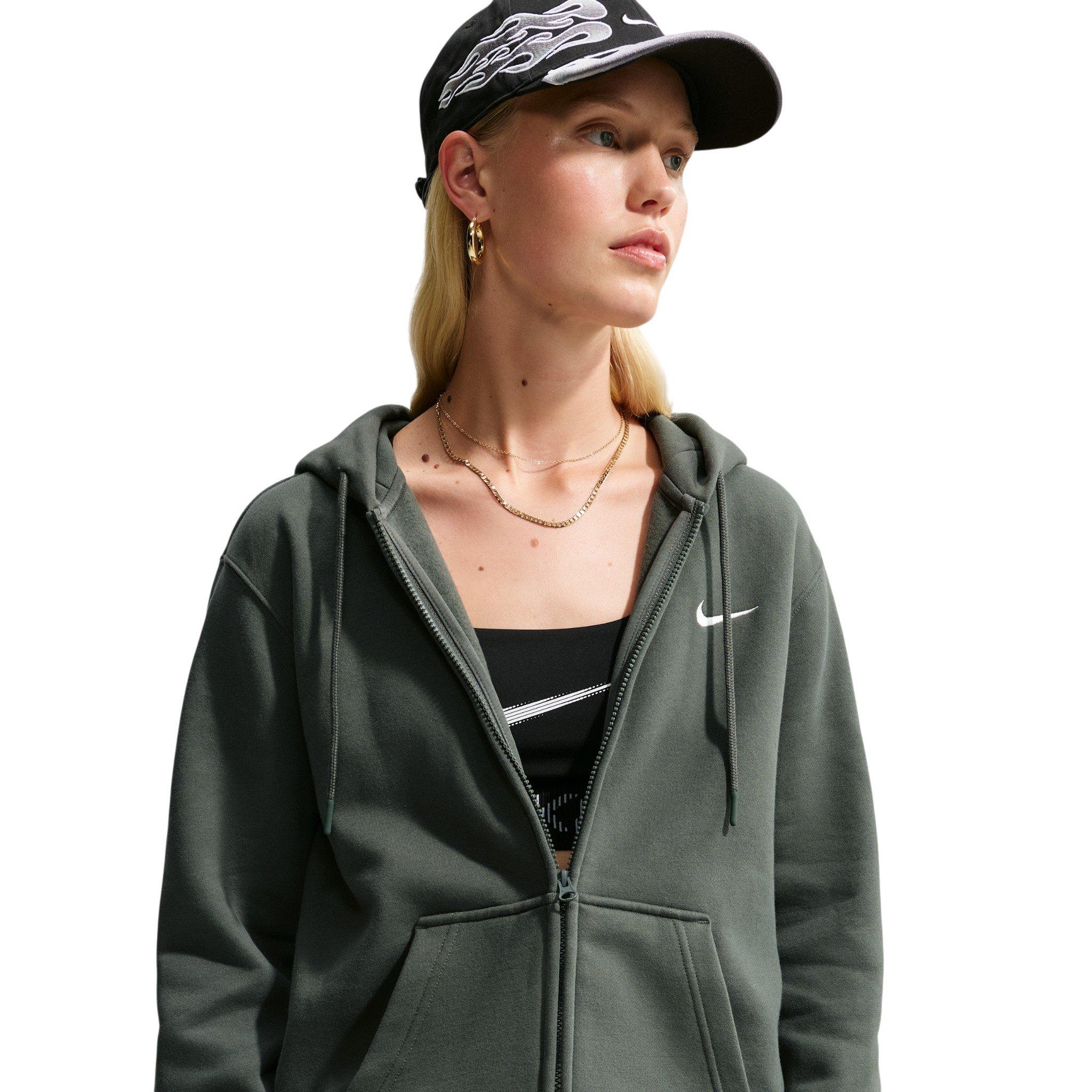 Nike Women's Studio Fleece Medium Weight Full-Zip Hooded Jacket - Green - GREEN
